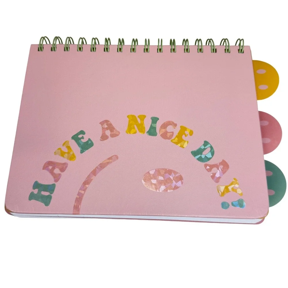 UStyle‎ Pink Have a Nice Day Spiral Journal Tabbed Smiley Face Notebook Inspire